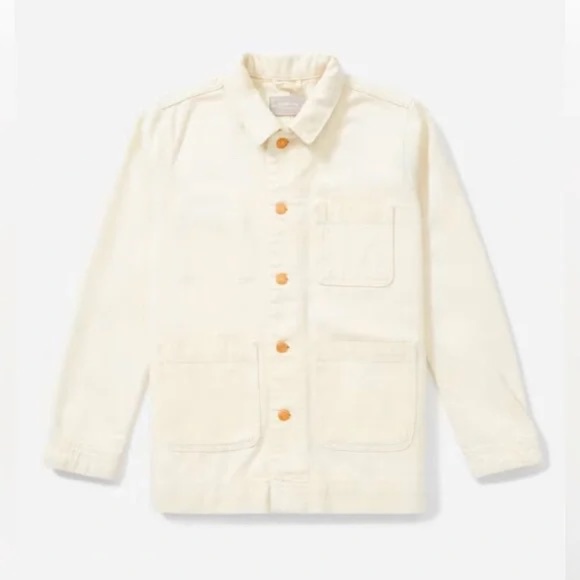 EVERLANE Denim Chore Jacket Bone Pockets Cream Off-White Outdoors X-Small - Picture 13 of 16
